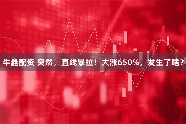 牛鑫配资 突然，直线暴拉！大涨650%，发生了啥？